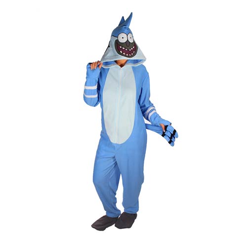 Regular Show Mordecai Hooded Unisex Onesie with Thumb Holes and Removable Feet